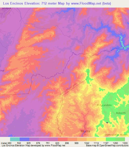 Los Encinos,Nicaragua Elevation Map