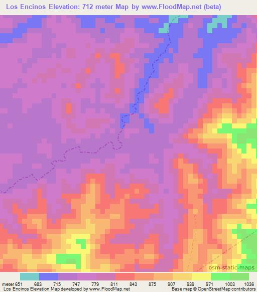 Los Encinos,Nicaragua Elevation Map