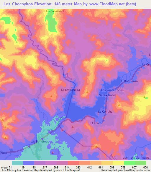 Los Chocoyitos,Nicaragua Elevation Map