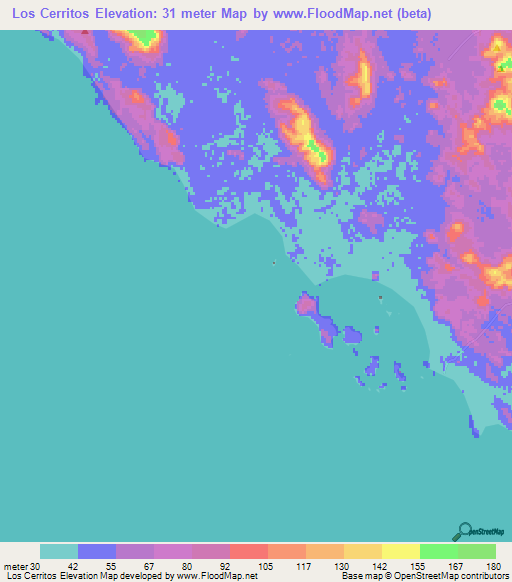 Los Cerritos,Nicaragua Elevation Map