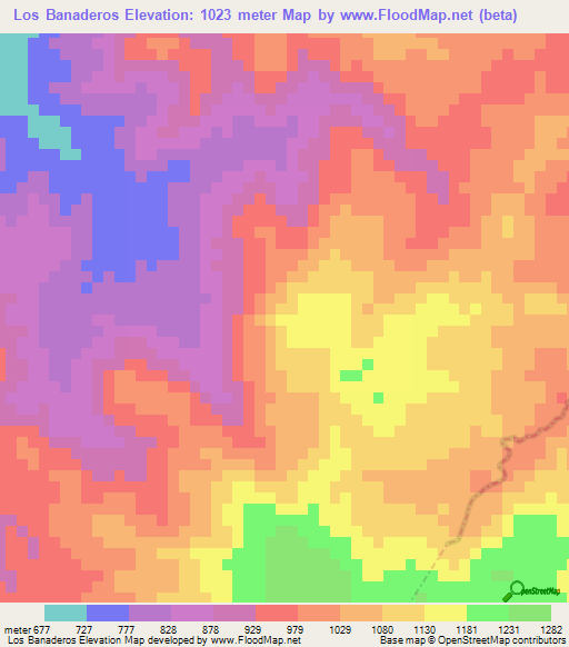 Los Banaderos,Nicaragua Elevation Map