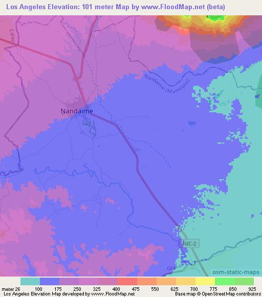 Los Angeles,Nicaragua Elevation Map