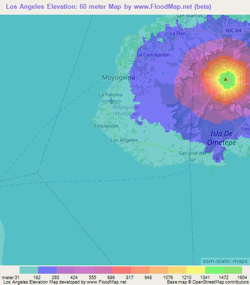 Los Angeles,Nicaragua Elevation Map