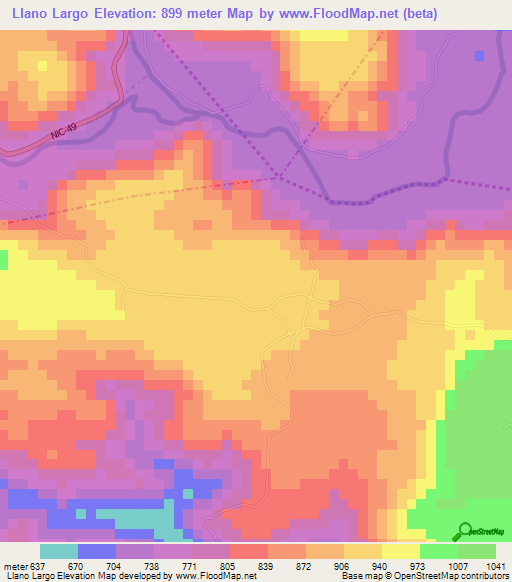 Llano Largo,Nicaragua Elevation Map