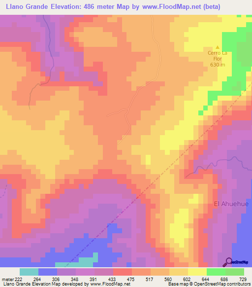 Llano Grande,Nicaragua Elevation Map
