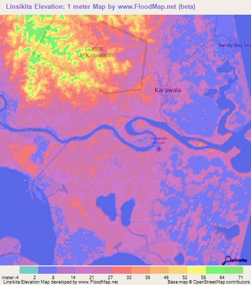 Linsikita,Nicaragua Elevation Map