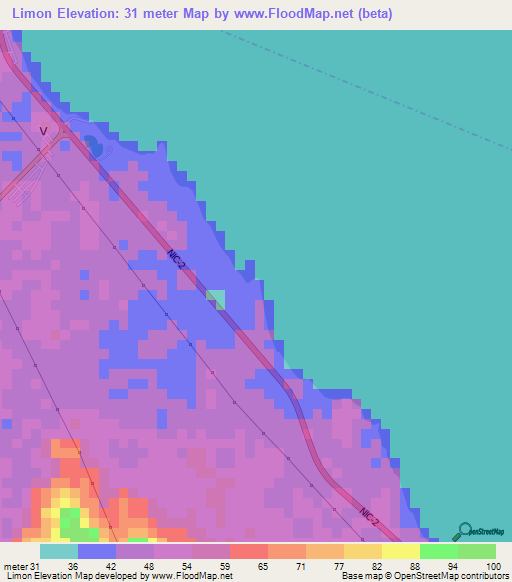 Limon,Nicaragua Elevation Map