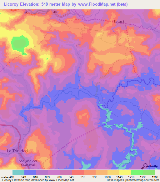 Licoroy,Nicaragua Elevation Map