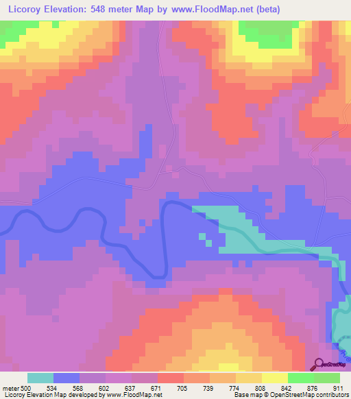 Licoroy,Nicaragua Elevation Map