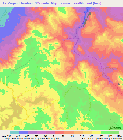 La Virgen,Nicaragua Elevation Map