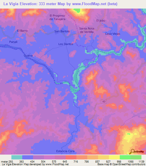 La Vigia,Nicaragua Elevation Map
