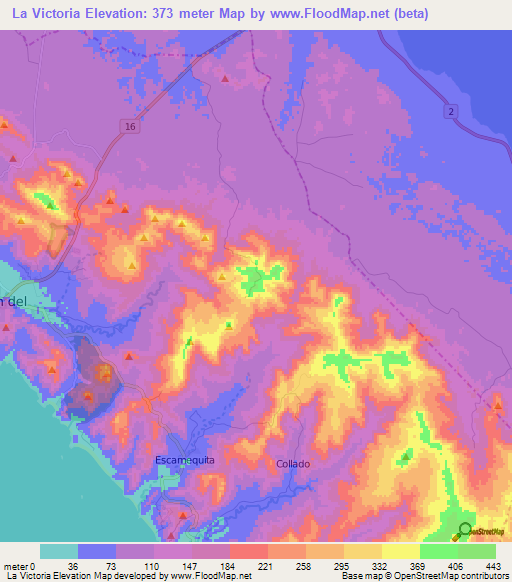 La Victoria,Nicaragua Elevation Map