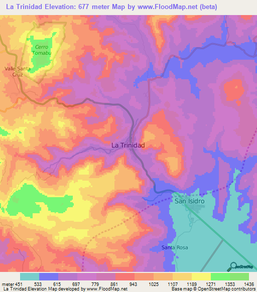 La Trinidad,Nicaragua Elevation Map