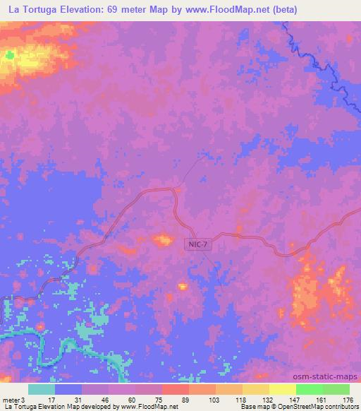 La Tortuga,Nicaragua Elevation Map
