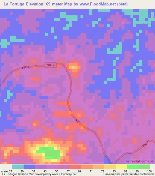 La Tortuga,Nicaragua Elevation Map