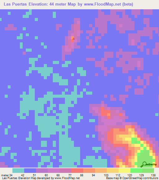 Las Puertas,Nicaragua Elevation Map