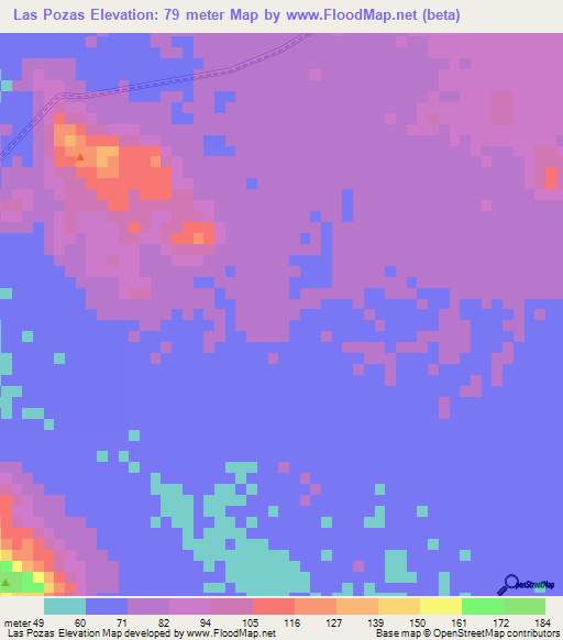 Las Pozas,Nicaragua Elevation Map
