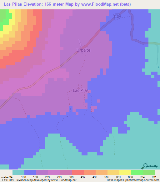 Las Pilas,Nicaragua Elevation Map