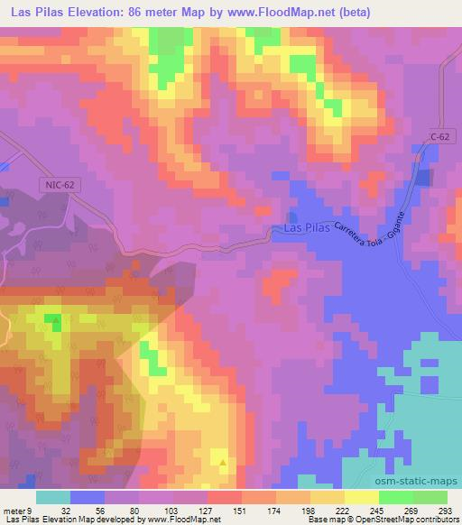 Las Pilas,Nicaragua Elevation Map
