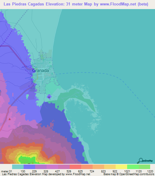 Las Piedras Cagadas,Nicaragua Elevation Map