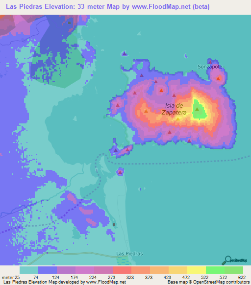 Las Piedras,Nicaragua Elevation Map