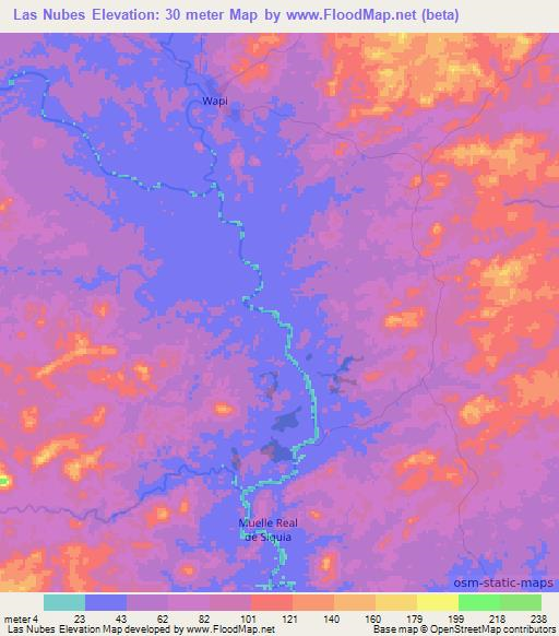 Las Nubes,Nicaragua Elevation Map