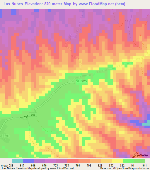 Las Nubes,Nicaragua Elevation Map