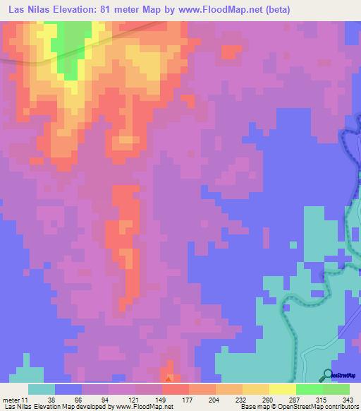 Las Nilas,Nicaragua Elevation Map