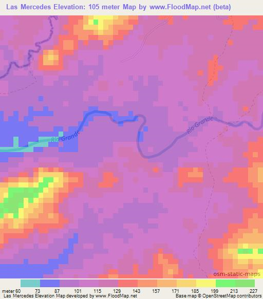 Las Mercedes,Nicaragua Elevation Map
