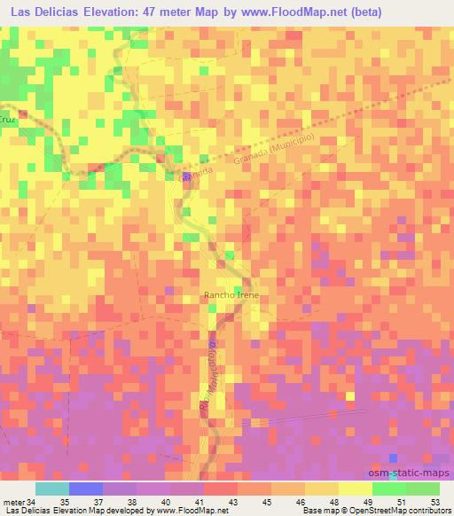 Las Delicias,Nicaragua Elevation Map