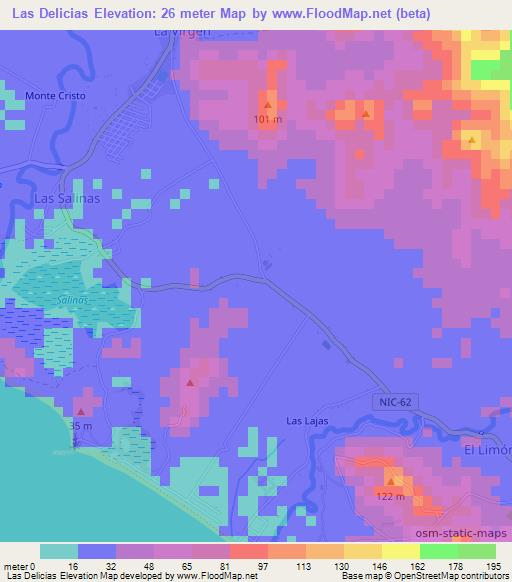 Las Delicias,Nicaragua Elevation Map