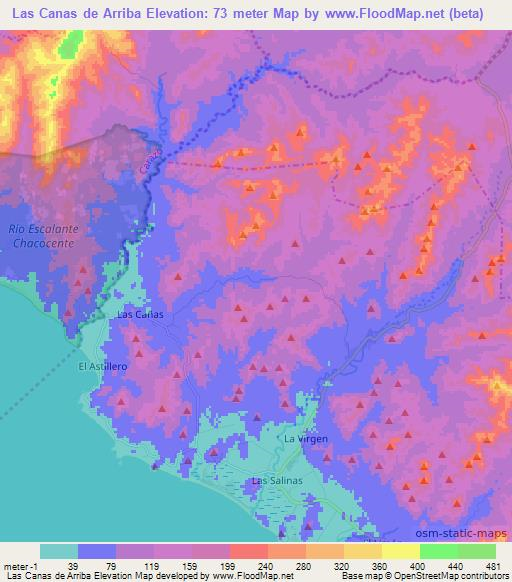 Las Canas de Arriba,Nicaragua Elevation Map