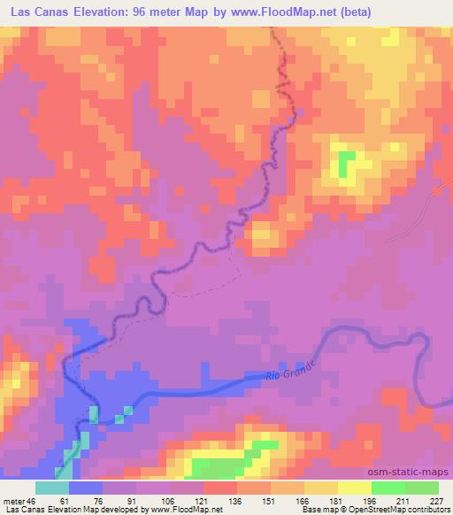 Las Canas,Nicaragua Elevation Map