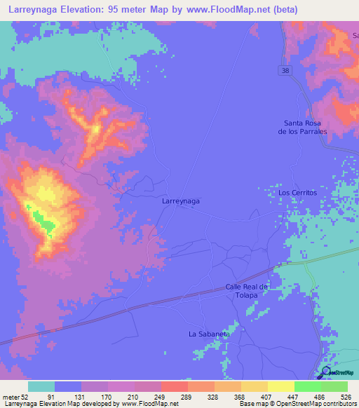 Larreynaga,Nicaragua Elevation Map