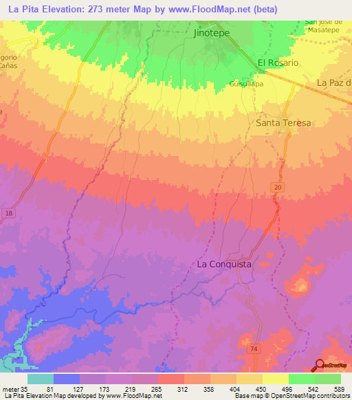 La Pita,Nicaragua Elevation Map