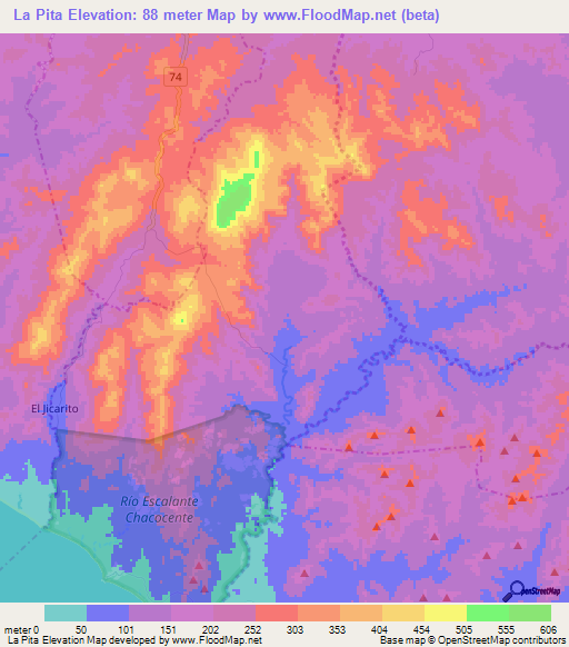 La Pita,Nicaragua Elevation Map