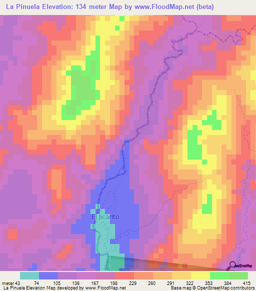 La Pinuela,Nicaragua Elevation Map