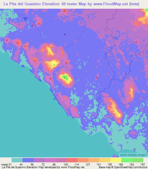 La Pila del Guasimo,Nicaragua Elevation Map