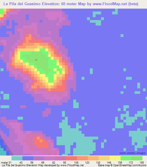 La Pila del Guasimo,Nicaragua Elevation Map