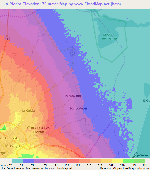 La Piedra,Nicaragua Elevation Map