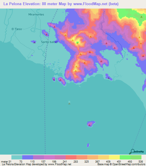 La Pelona,Nicaragua Elevation Map