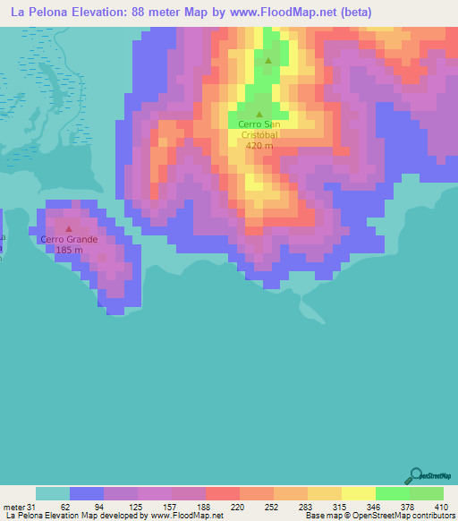 La Pelona,Nicaragua Elevation Map