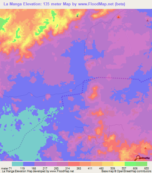 La Manga,Nicaragua Elevation Map