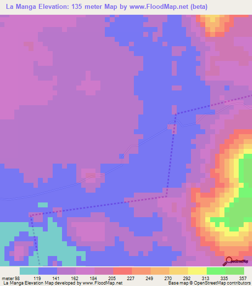 La Manga,Nicaragua Elevation Map