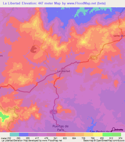 La Libertad,Nicaragua Elevation Map