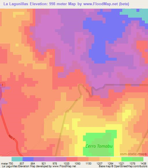 La Lagunillas,Nicaragua Elevation Map