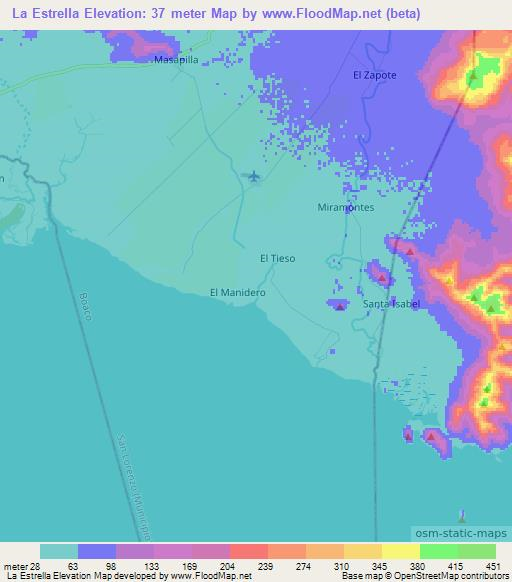 La Estrella,Nicaragua Elevation Map