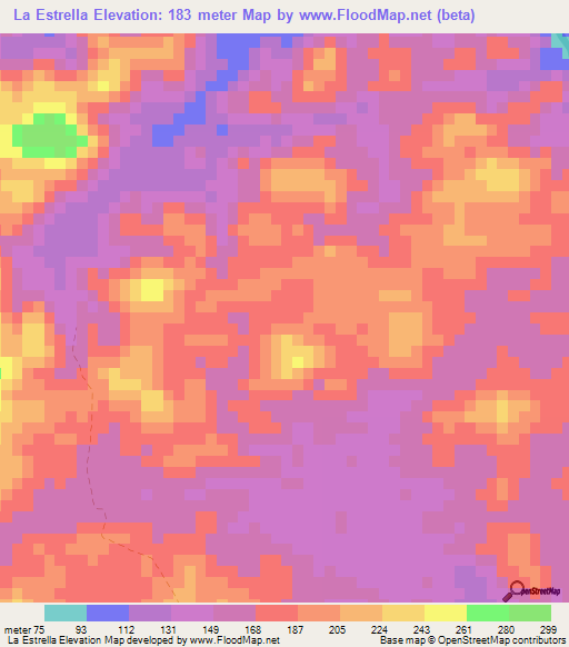La Estrella,Nicaragua Elevation Map
