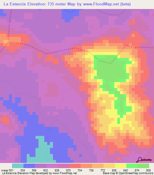 La Estancia,Nicaragua Elevation Map