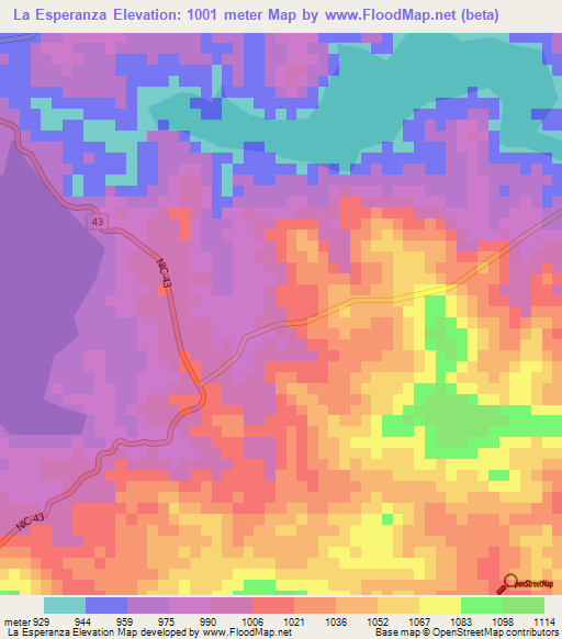 La Esperanza,Nicaragua Elevation Map